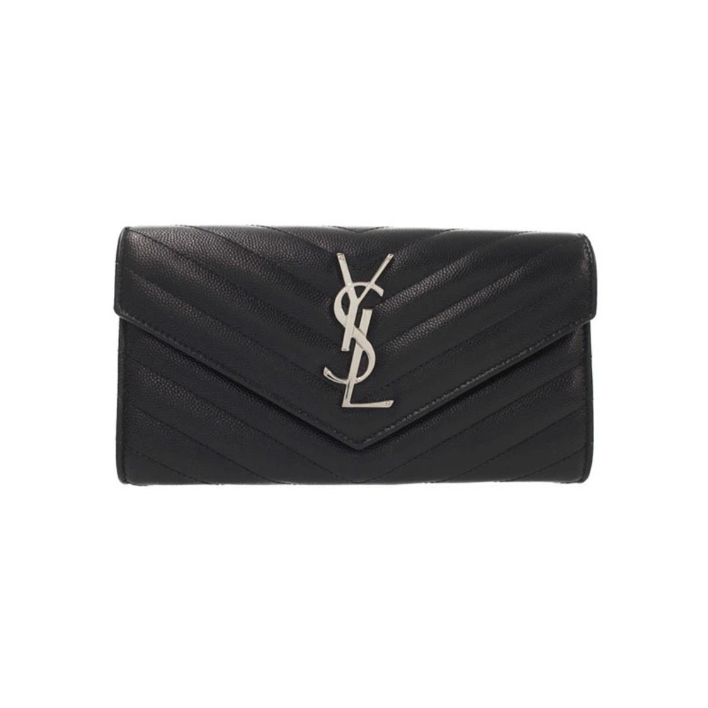 SAINT LAURENT Paris Monogram Flap Wallet Bi fold Long